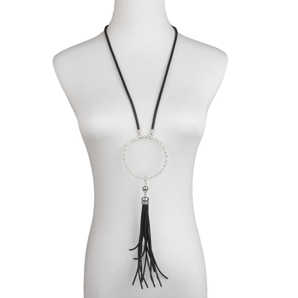 Metal Hoop Tassel Necklace