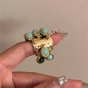 Natural Stone Open Ring green