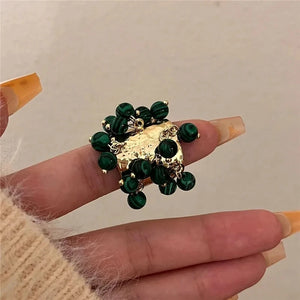 Natural Stone Open Ring green dark