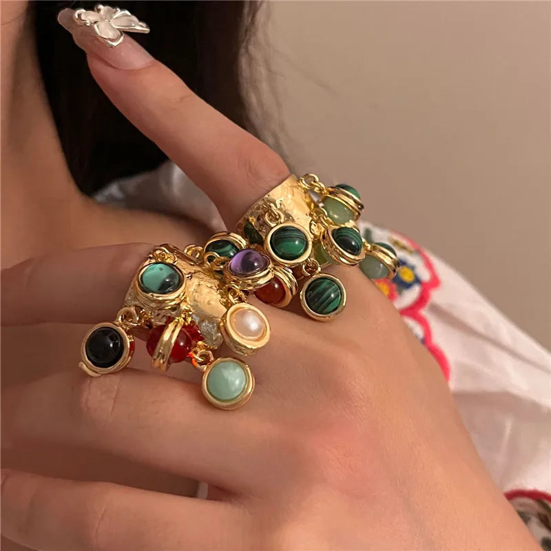Natural Stone Open Ring multi