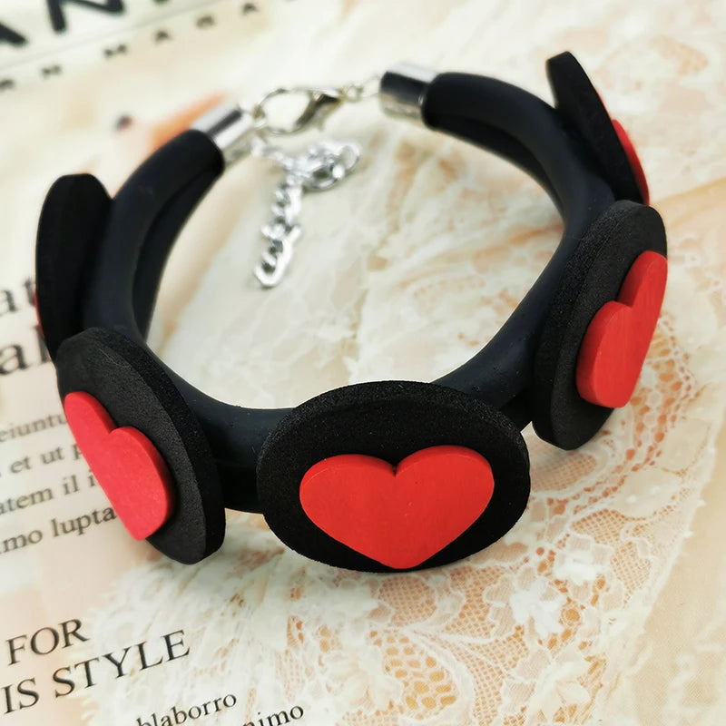 Rubber Bracelet With Hearts