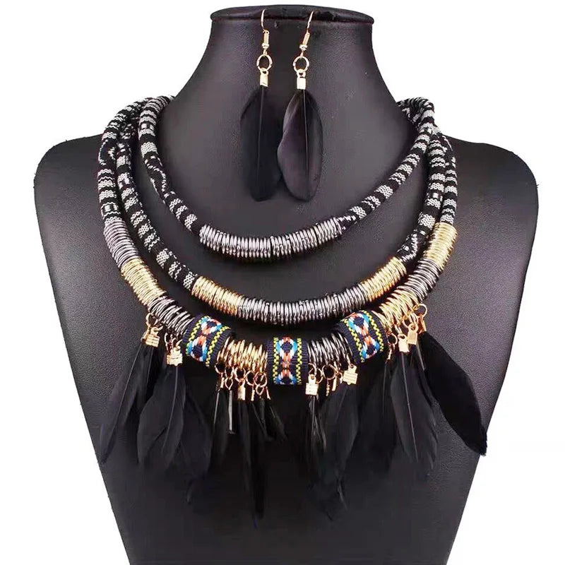 Ethnic Feather Jewellery Set