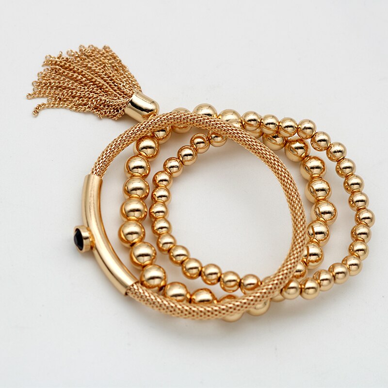 3PCS Boho Gold Bead Bracelets