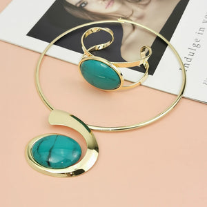 Oval Stone Open Jewellery Set