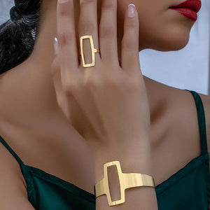 2Pcs Geometric Square Jewellery Set