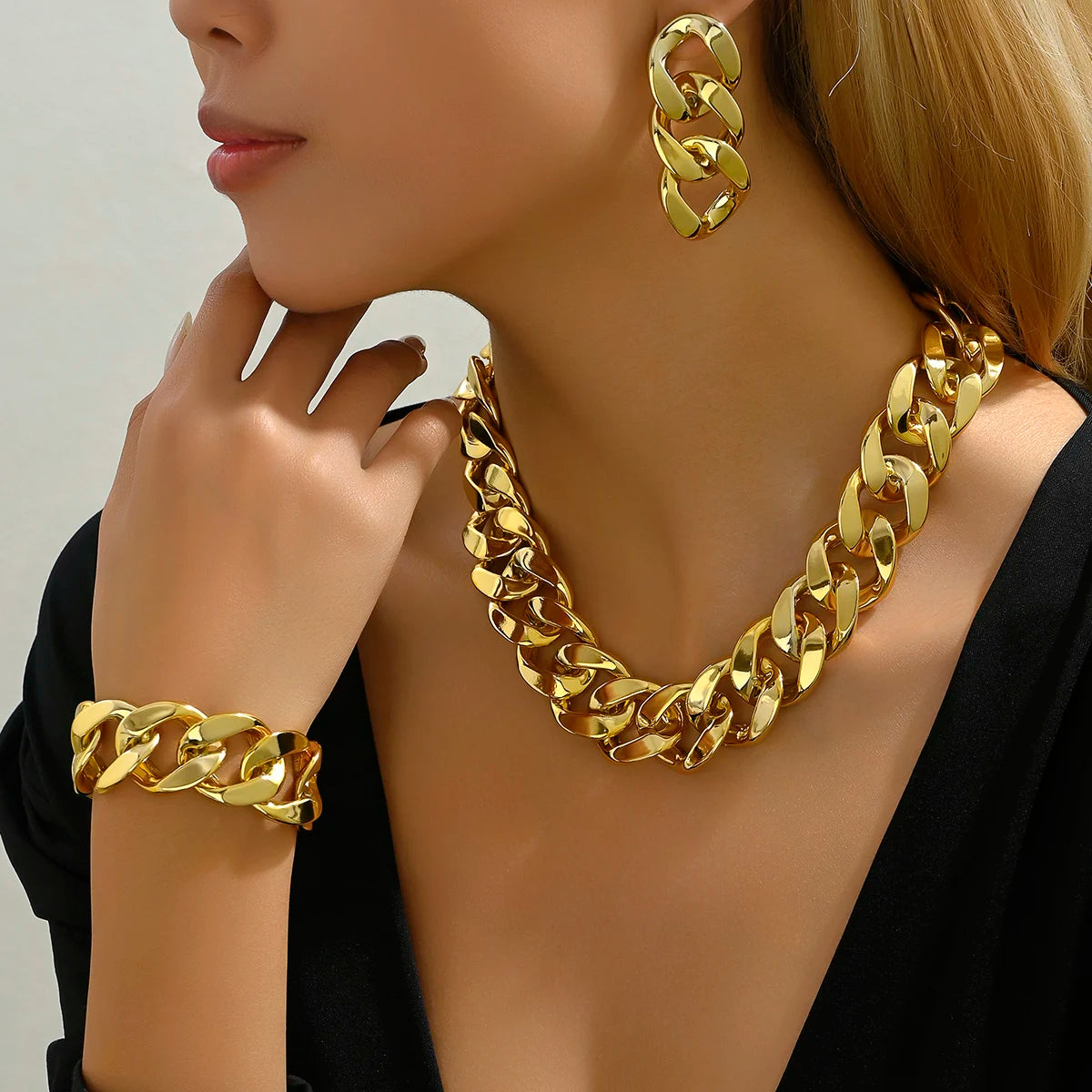 Exaggerated Fashion Chain Jewellery Set