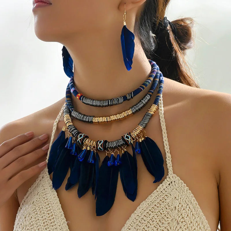 Ethnic Feather Jewellery Set