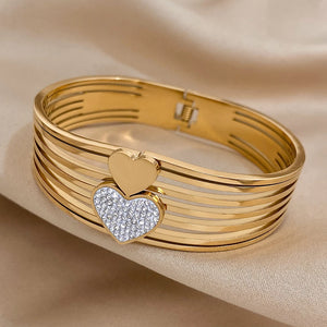 Rhinestone Heart Bracelet