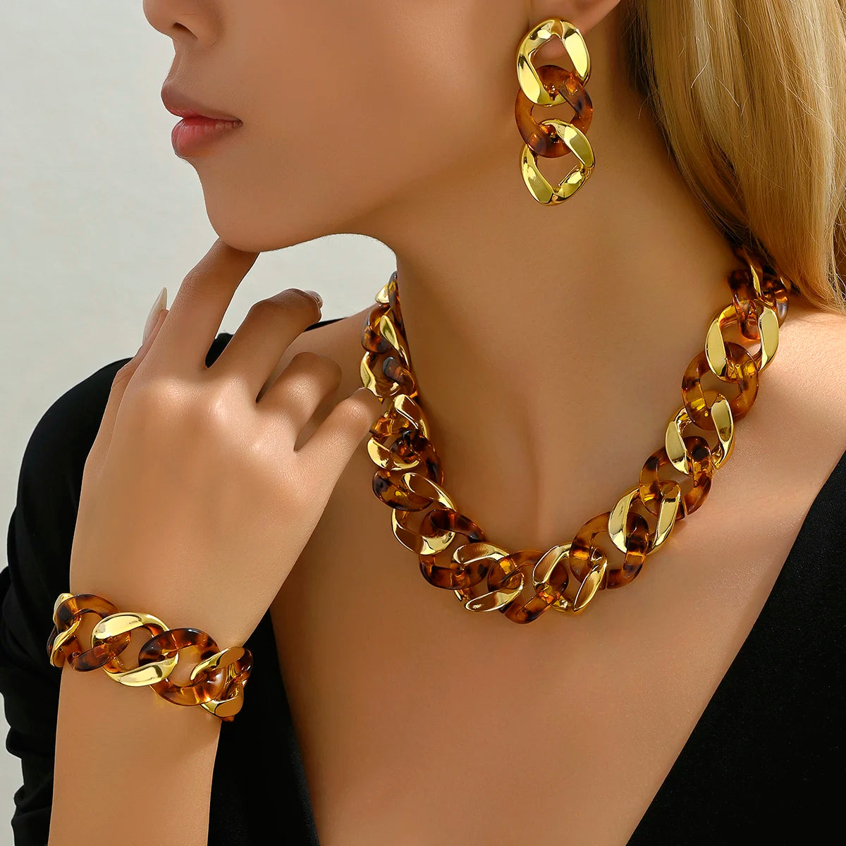 Exaggerated Fashion Chain Jewellery Set