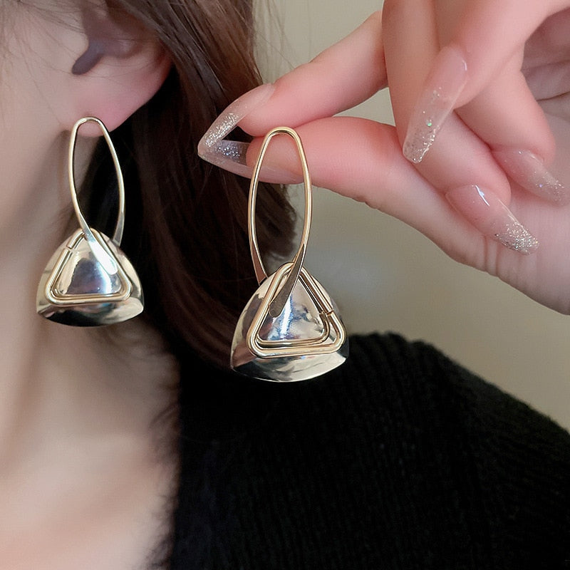 Hollow Triangle Drop Earrings