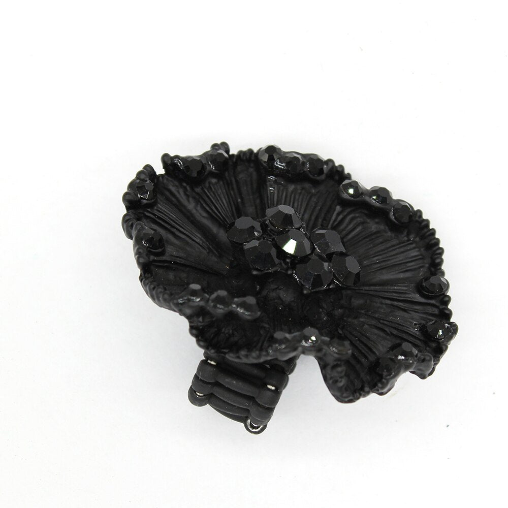 Black Matte Flower Ring