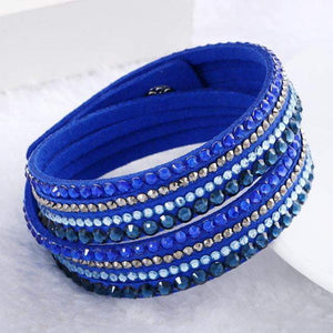 Leather Rhinestone Crystal Bracelet - Deebora
