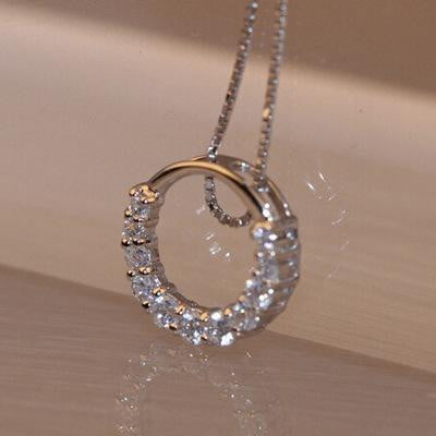 Shiny Crystal Circle Necklace - Deebora