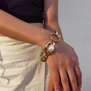 Chunky Chain Pearl Bracelet
