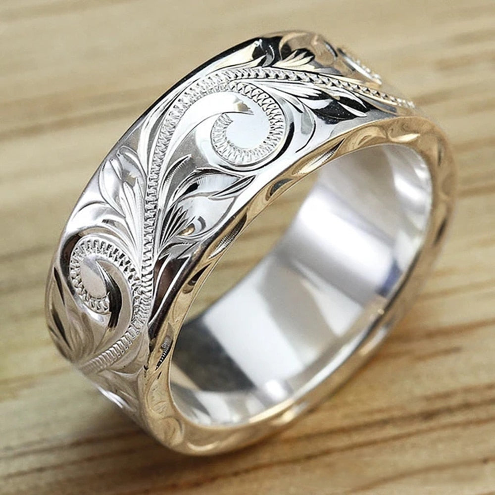 engraved flower ring