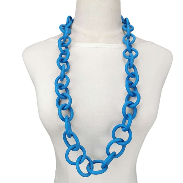 Rubber Style Bold Link Necklace